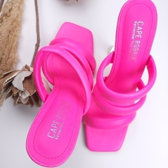 Cape Robbin Pink Square Toe Strappy Mule Heels Size 7m - Picture 7 of 9